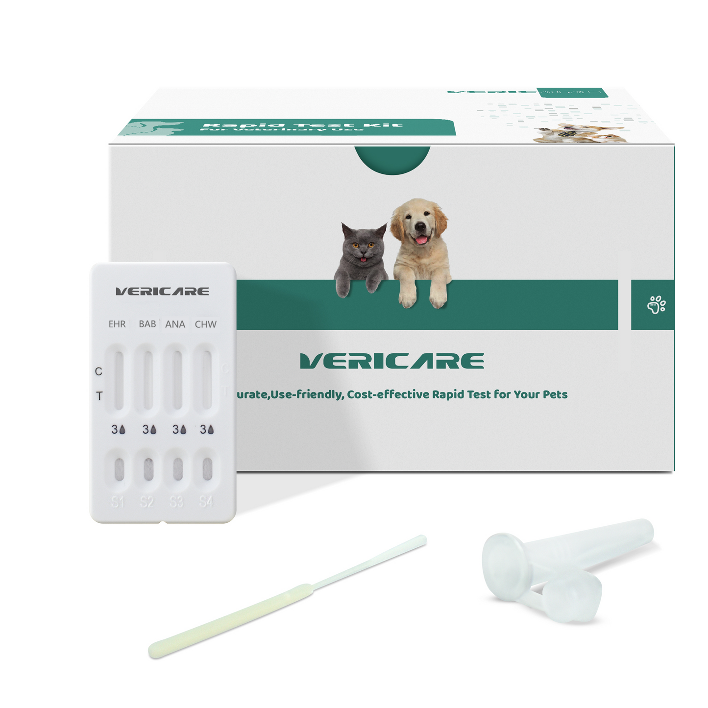 4 in 1 Combo Test EHR-BAB-ANA-CHW Veterinary Rapid Test Kit Ehrlichiosis+Babesia+Anaplasma+Heartworm Combo